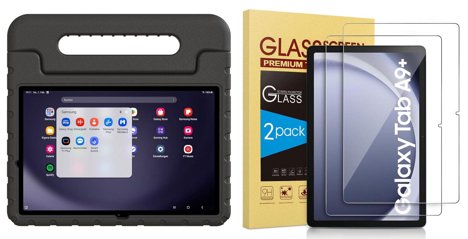 For Samsung Galaxy Tab A9 Plus 11 in 2023 Case EVA Foam Cover + Screen Protector