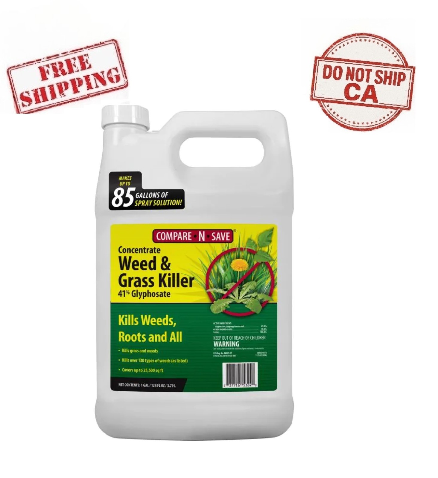 Weed Grass Killer Herbicide 1Gal 41% Glyphosate Compare-N-Save 75324 - 1 Gal