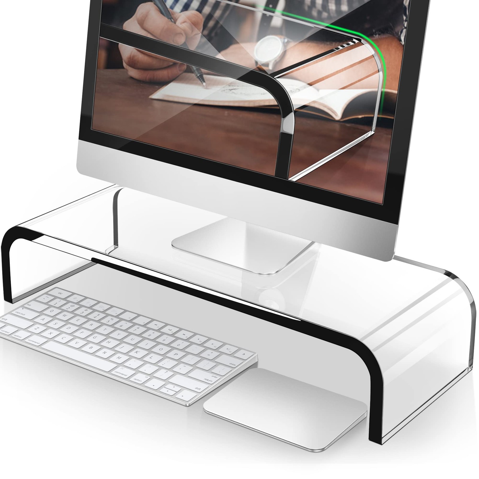 Acrylic Monitor Stand, Premium Large Monitor Riser 20 inch, Crystal Clear Acr...