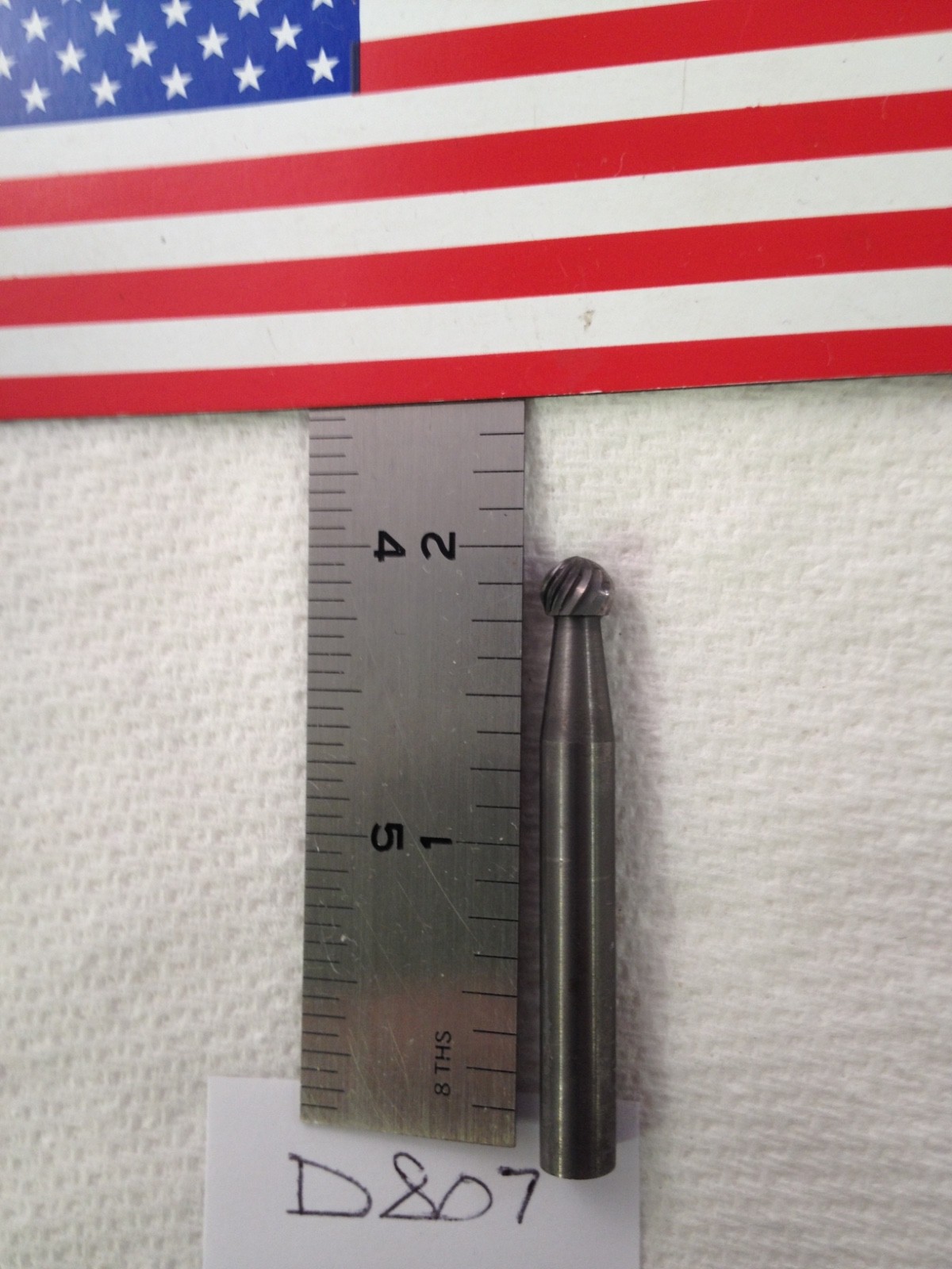 1 NEW FALCON / SGS 1/4" SHANK CARBIDE BURR SD-1 BALL SINGLE CUT 7/32" LOC (D807)