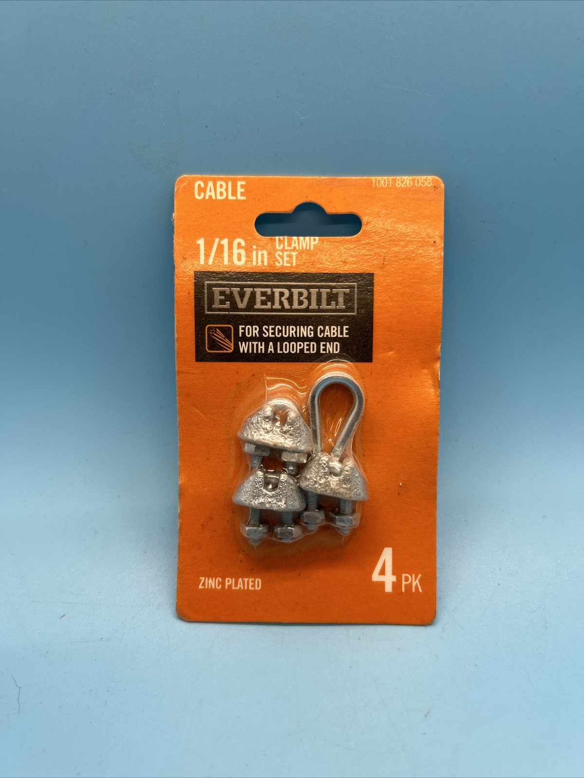 1 Everbilt 1/16" Zinc-Plated Clamp Set 4-PK Zinc Plated Cable Clamp New Sealed