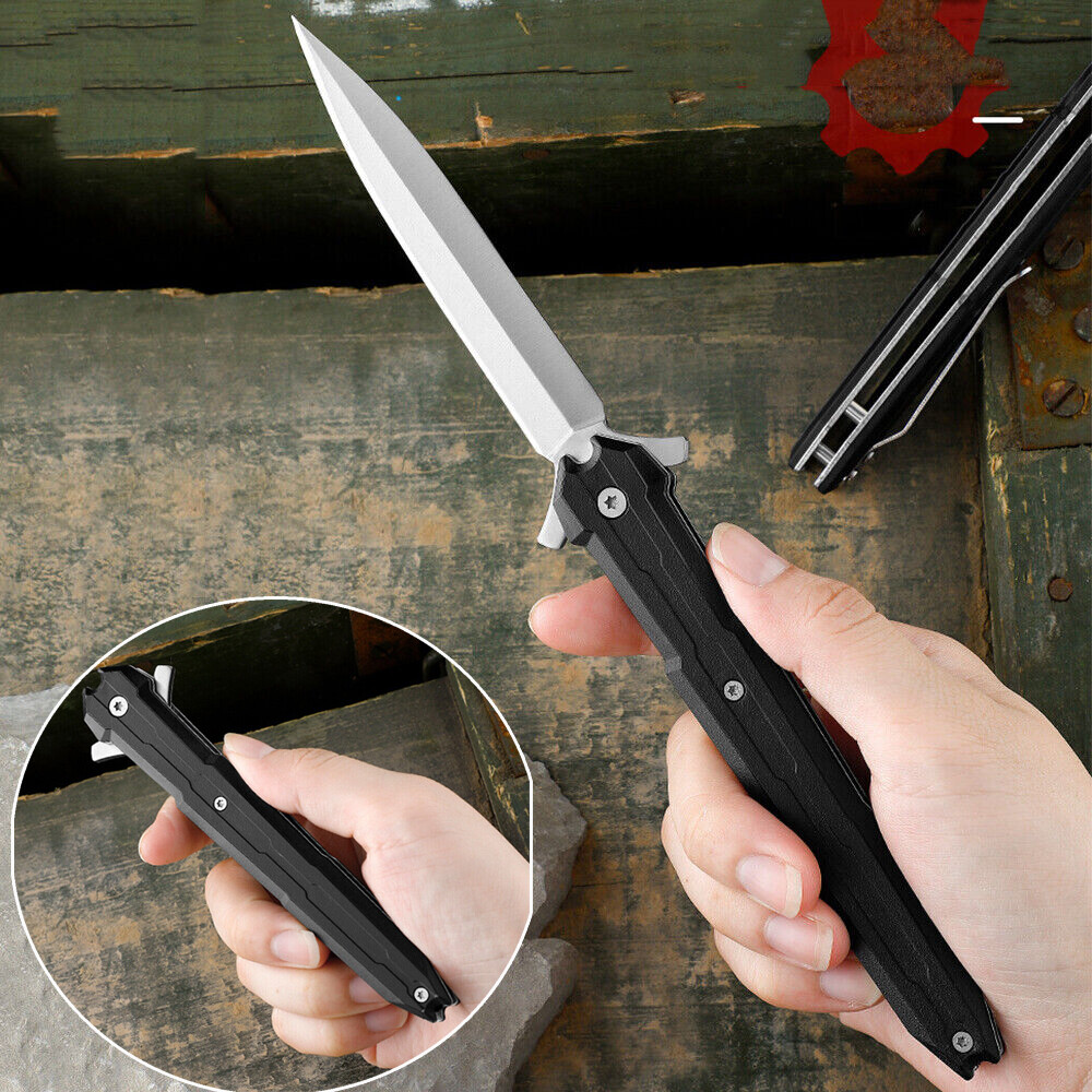 9" Tactical Gold Pearl Spring Assisted Open Blade Folding EDC Pocket Knife
