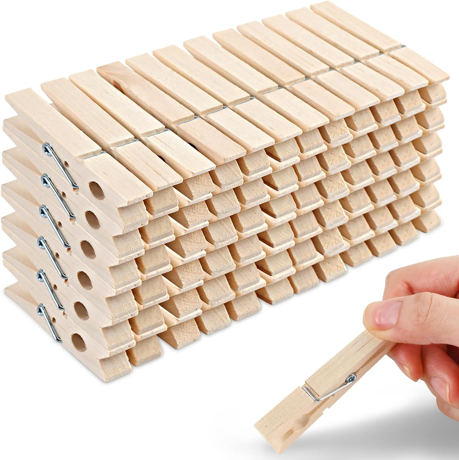 72 Pcs Wooden Clothes Pins, 2.9 Inch Clothes Pins for Hanging Clothes, Pictur...