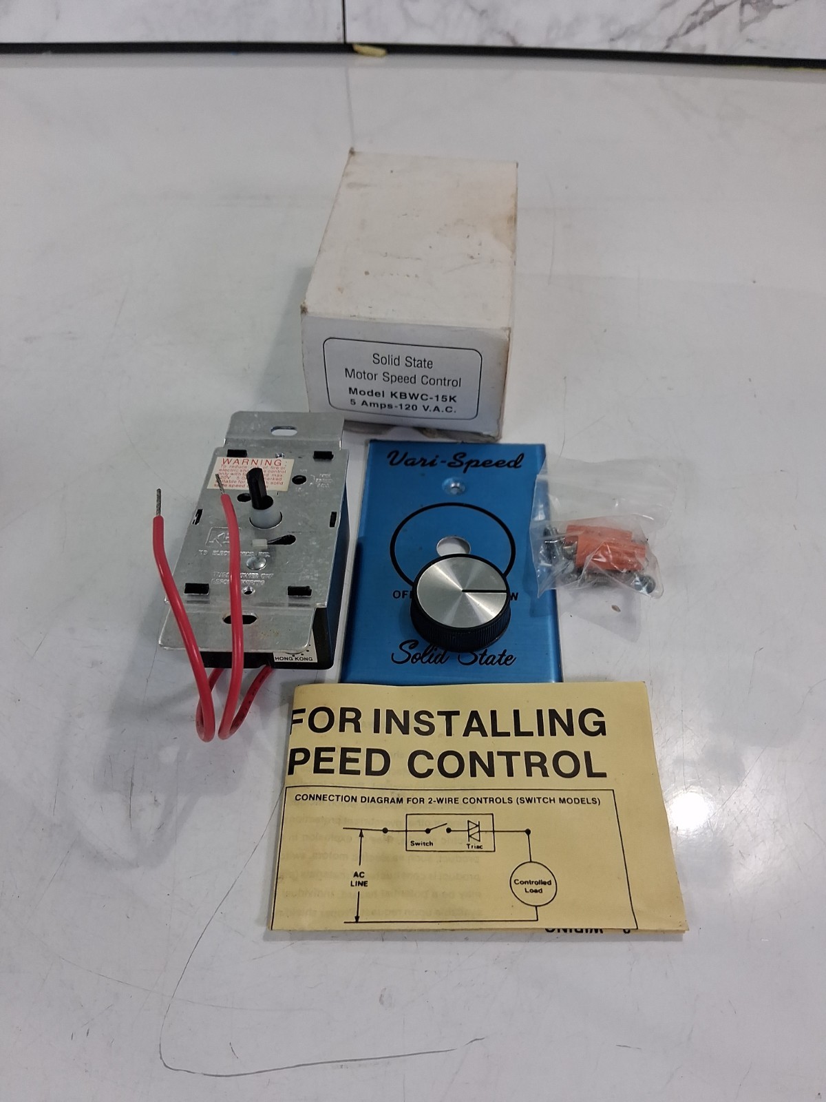 KB ELECTRIC KBWC-15K VARI-SPEED SOLID STATE MOTOR SPEED CONTROL 5AMPS-120VAC NEW