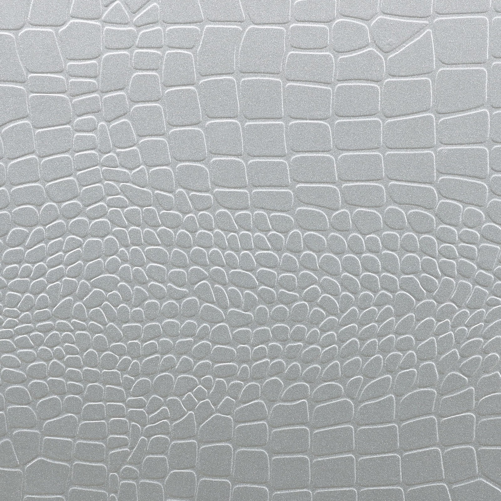 Pemberly Row Faux Leather Queen Panel Bed in Silver Metallic