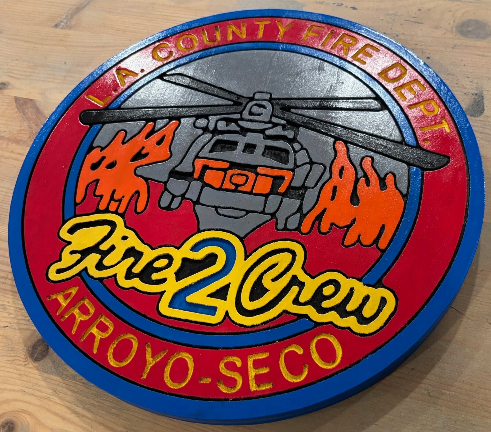 Fire Department LA County Fire 2 Crew 3D routed patch plaque sign Custom