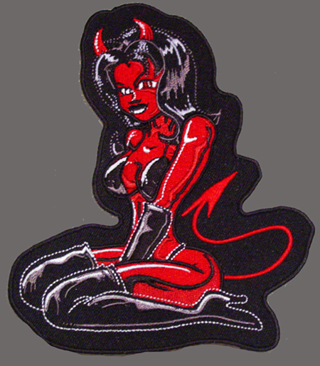 DEVIL EMBROIDERED 5 INCH IRON ON BIKER PATCH