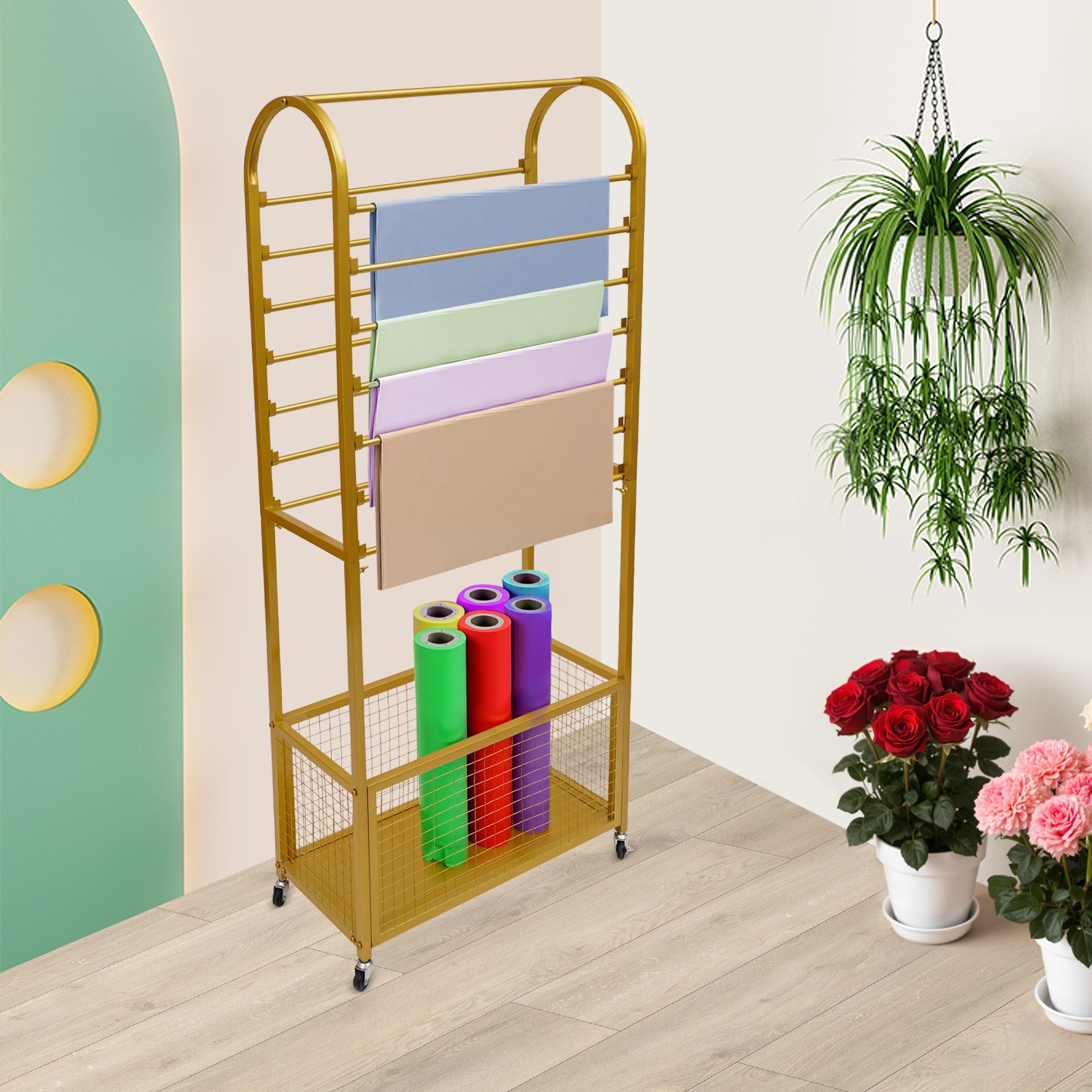 Flower Wrapping Paper Storage Stand Holder Organizer Rack Ribbon Display Stand