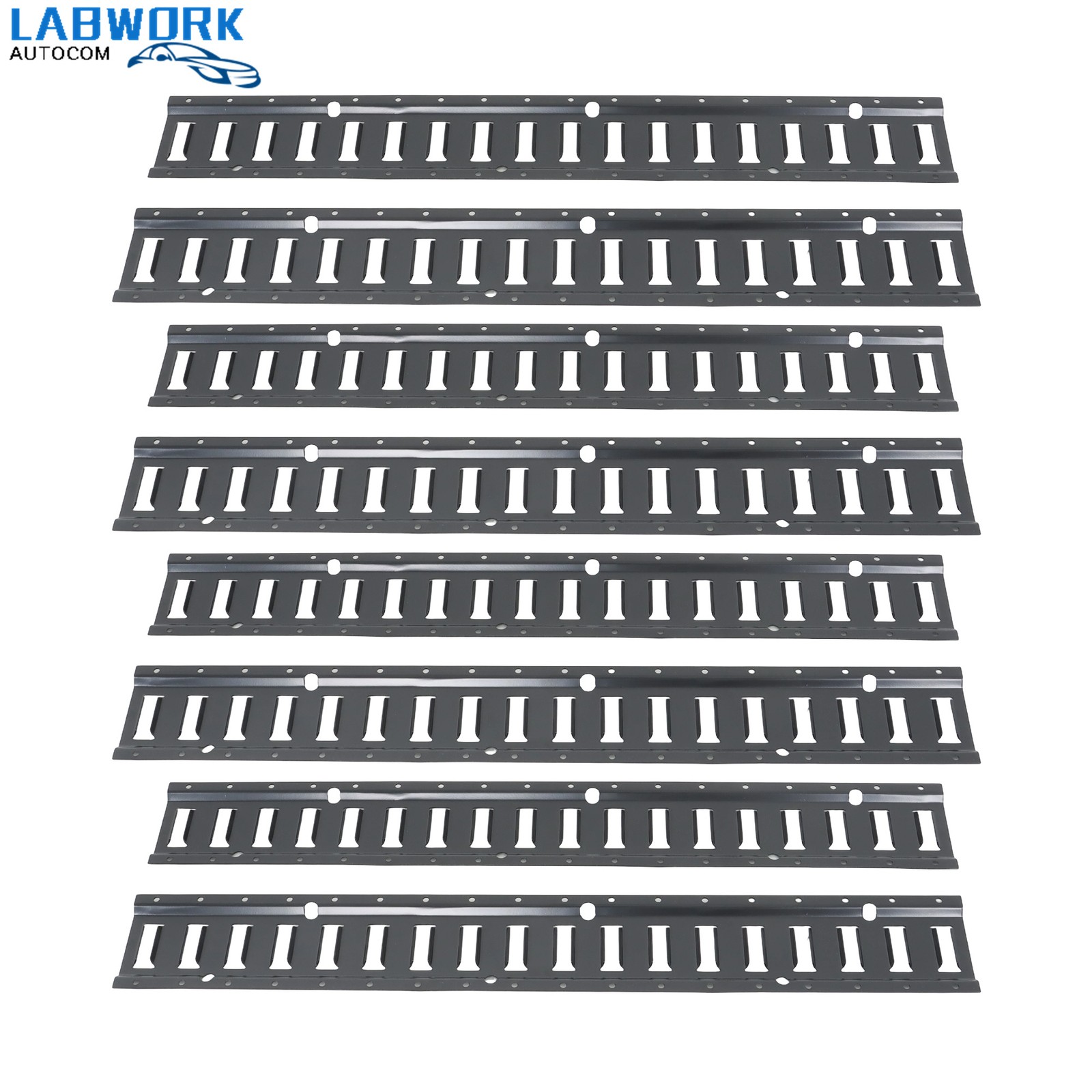 8 Pcs 3' Black E-Track Tie Down Kit, Matte Finish Steel For Enclosed Trailers