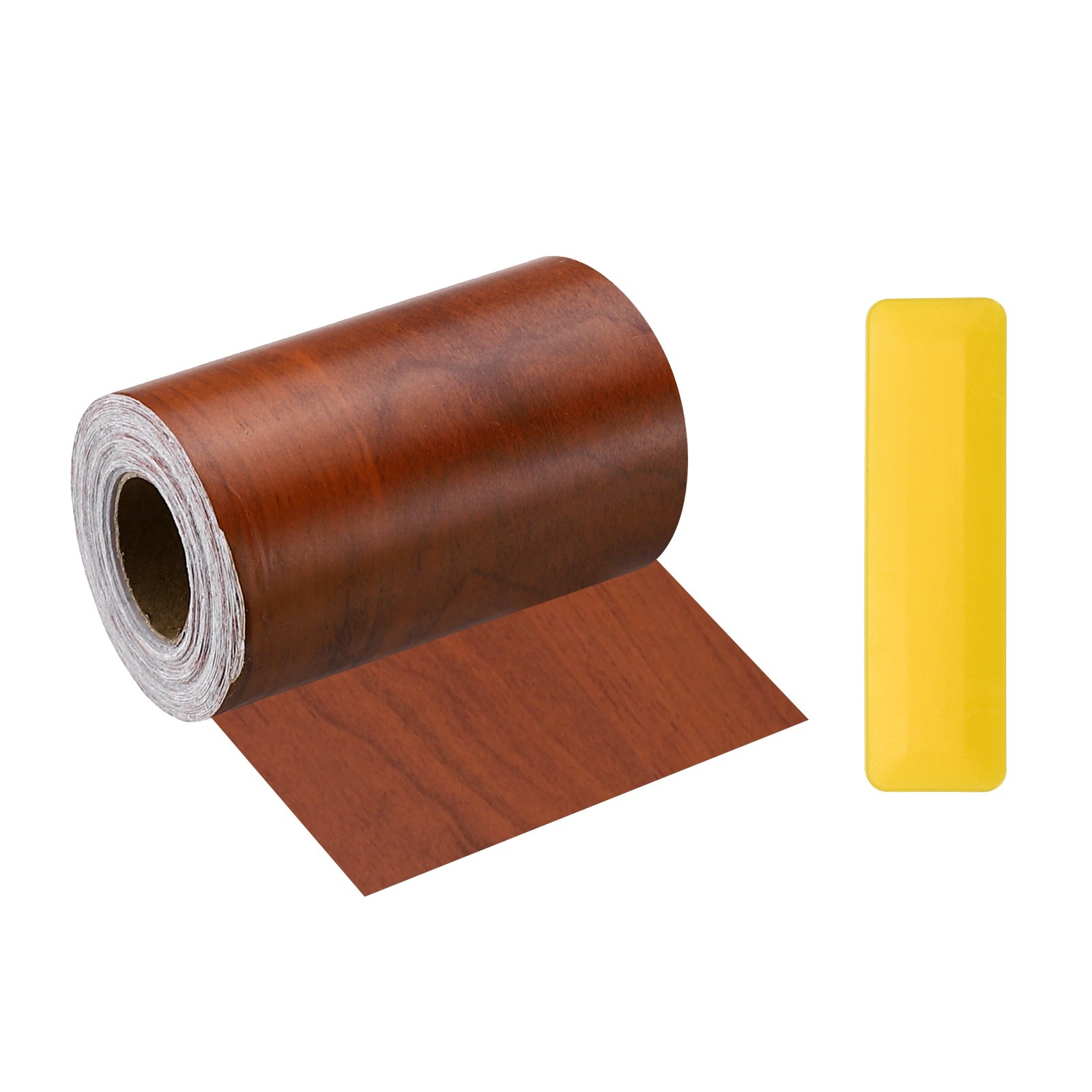 4" x 33ft Self Adhesive Wood Grain Repair Tape with Scraper, Bright Brown Wood