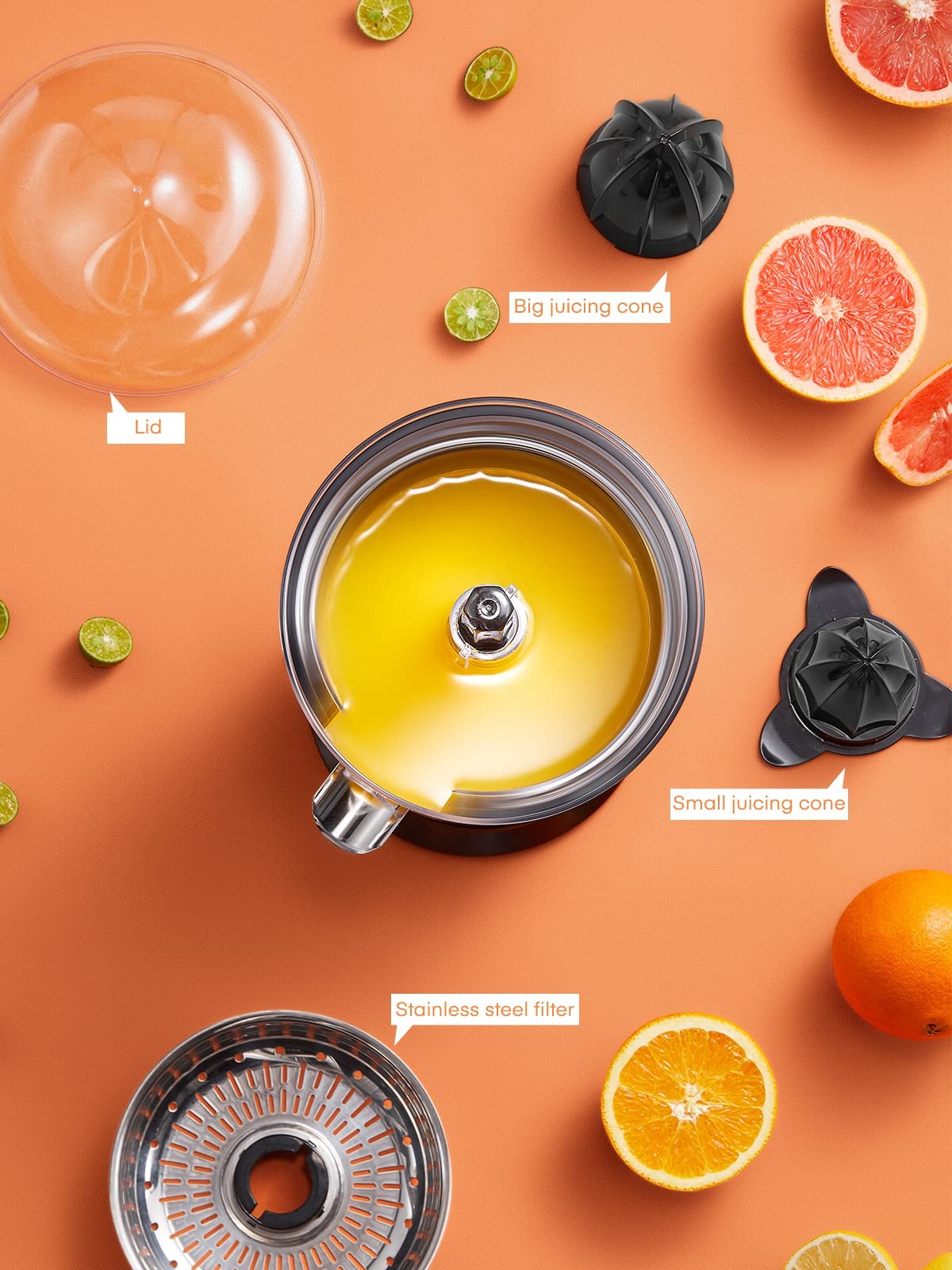 FOHERE Orange Juicer Squeezer Electric Citrus with Two silver