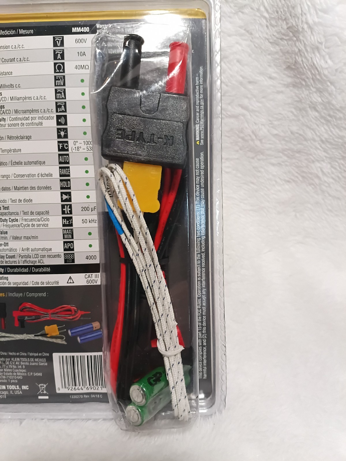 Klein Tools Auto Ranging Digital Multimeter MM400 600V 10A 40M