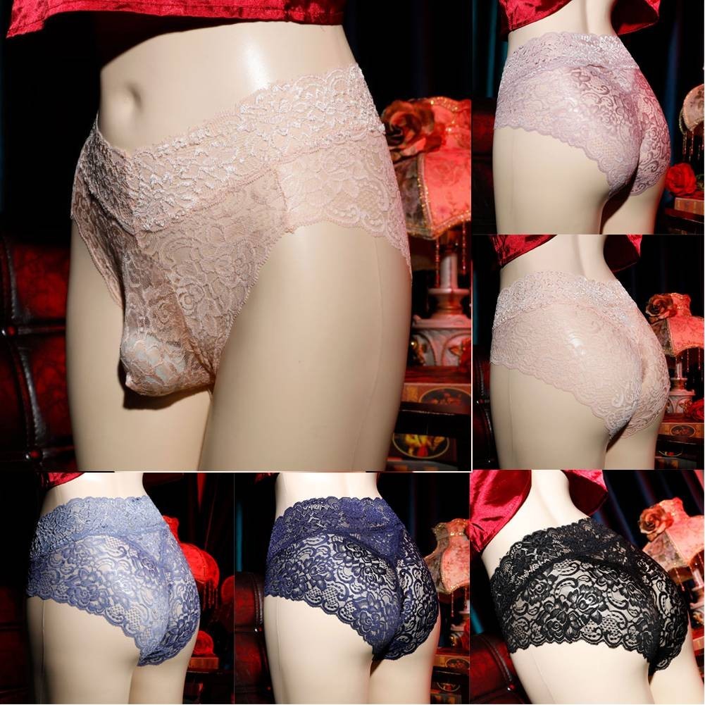 Mens Thong Underwear All Seasons Daily Briefs Comfortable Full Lace Panties