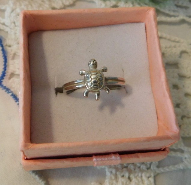 Sterling Silver Turtle Toe Ring 925 Size 3