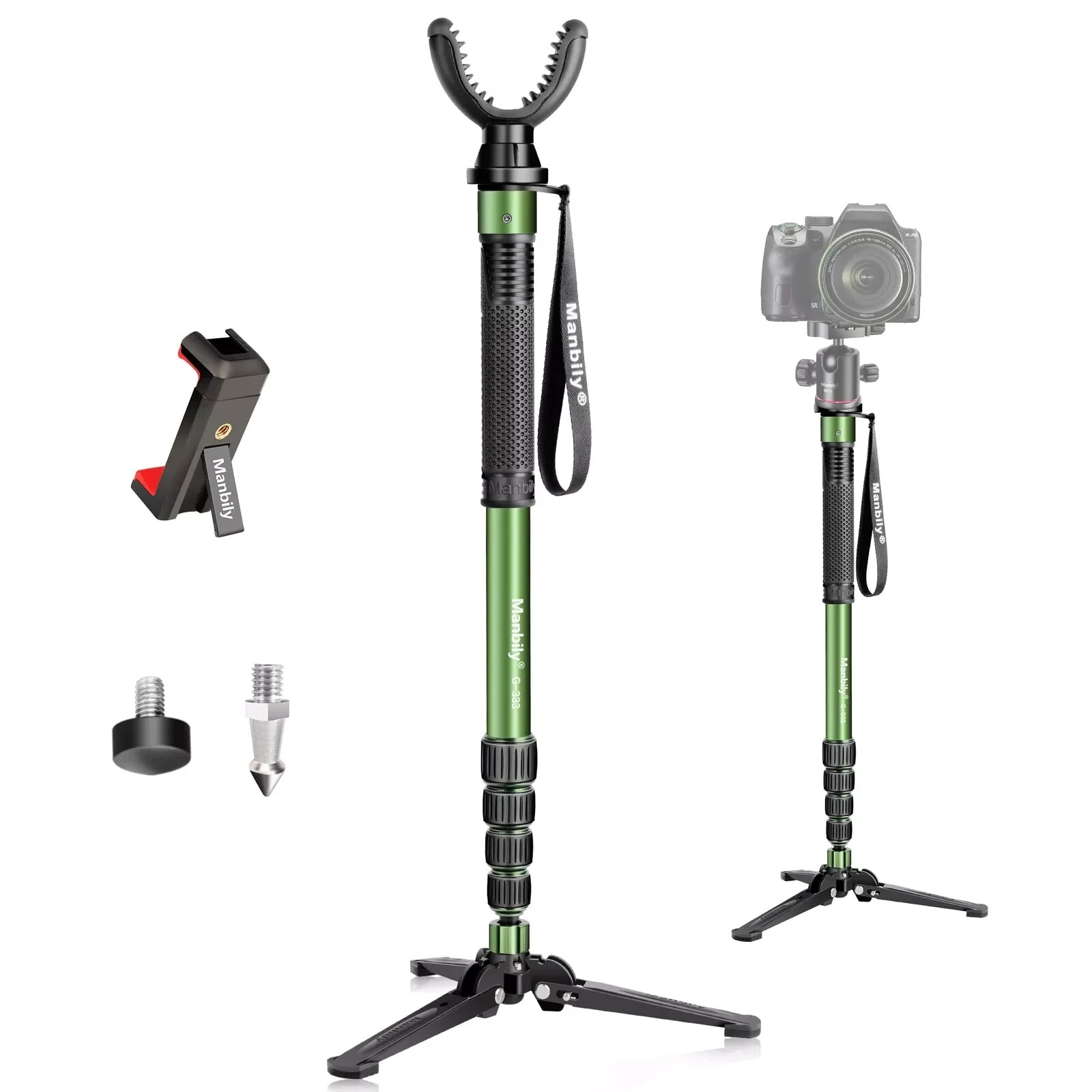 Manbily Monopod Shooting Stick Monopod with Tri-Stand Tripod Base HOT