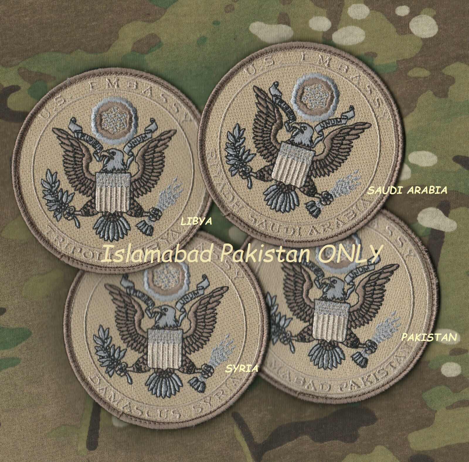 STATE DEPT WPS SECURITY DSS PMC velkrö PATCH: US EMBASSY Islamabad Pakistan ONLY