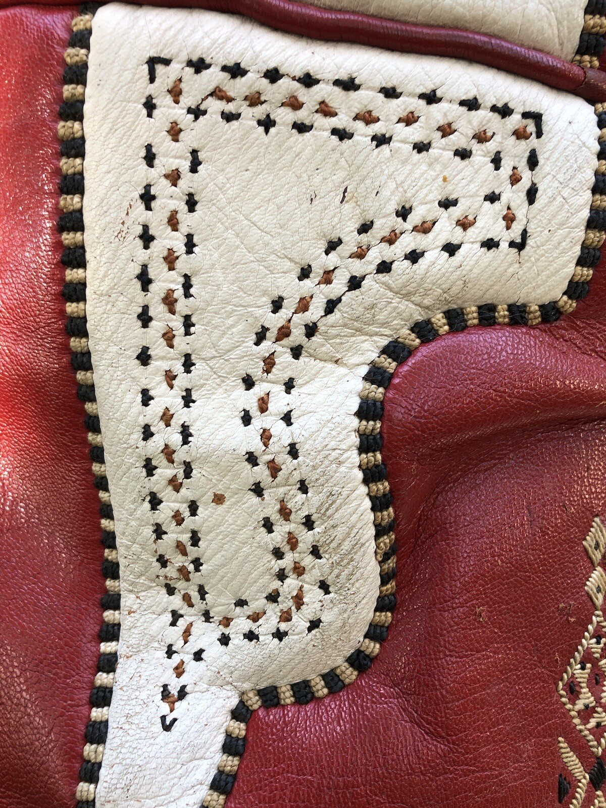 2 Antique Mid Eastern Leather Embroidery SADDLE Cushions