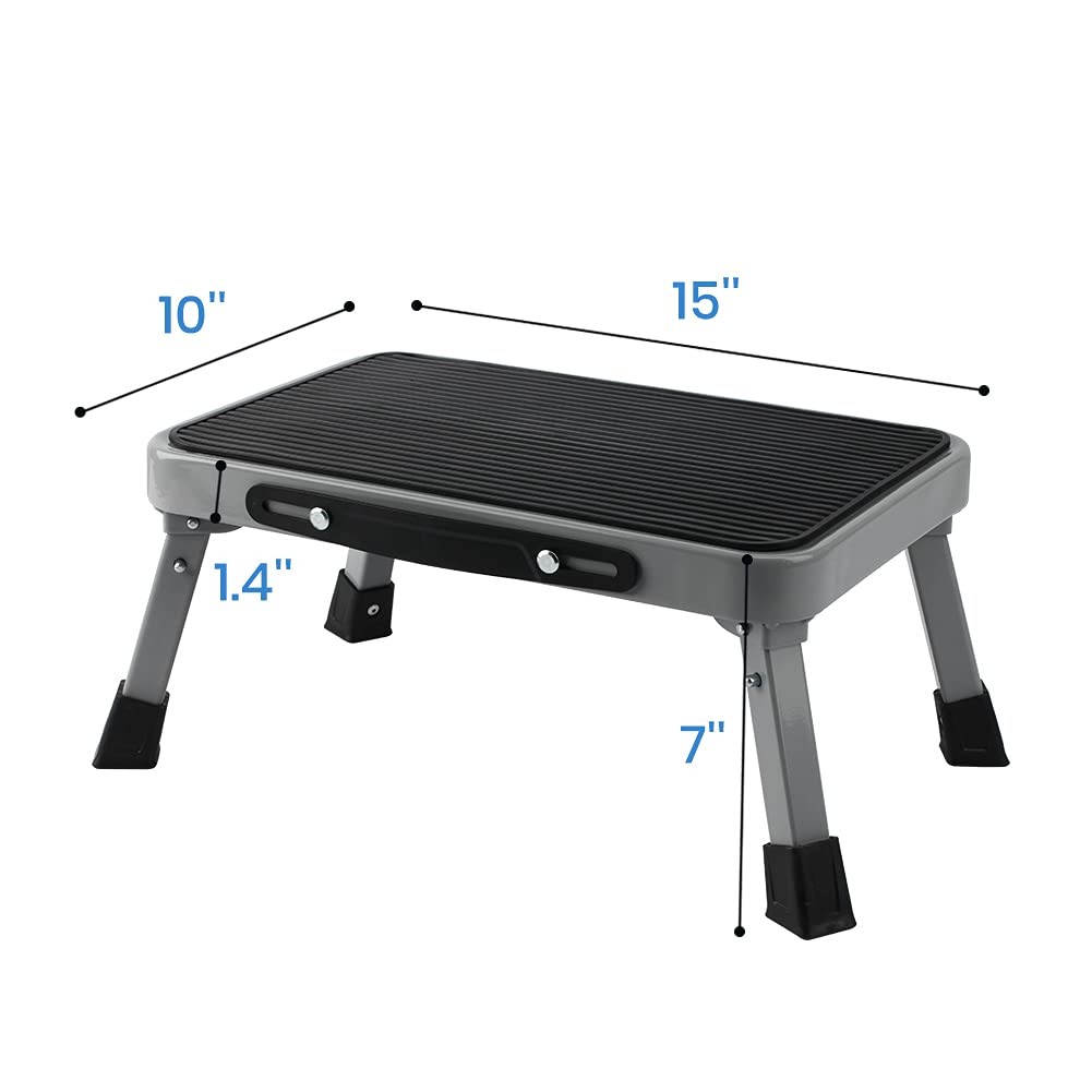 TreeLen 1-Step 330lbs Capacity Folding Metal Step Stool, Portable Step Ladder...