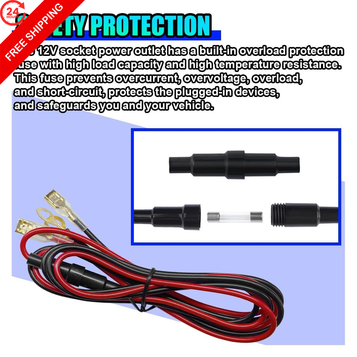 Cigarette Lighter Socket, DC 12V Car Power Outlet Socket Replacement, 1PC