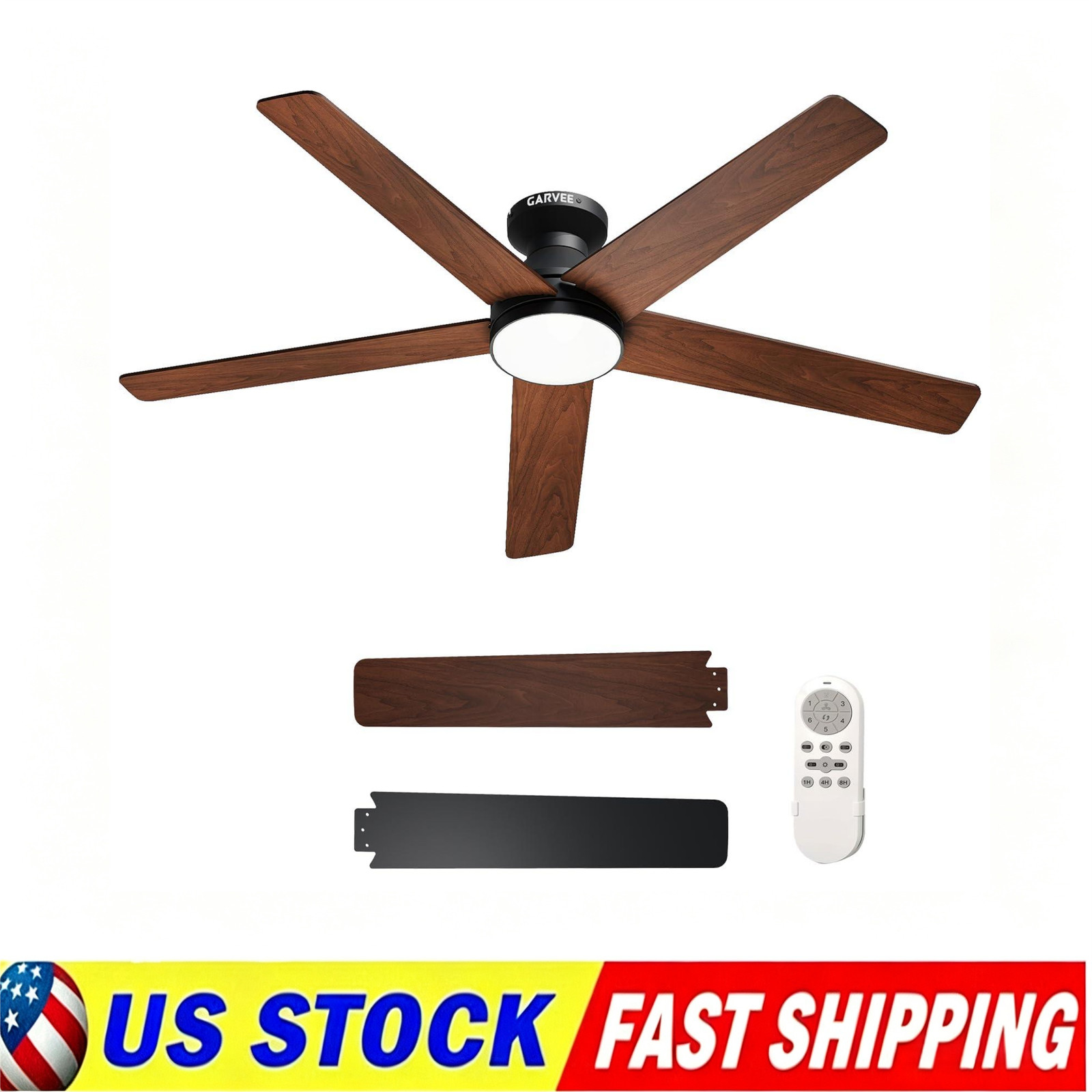 42 inch/52 inch Low Profile Ceiling Fan with Light, Wood Flush Mount Ceiling Fan