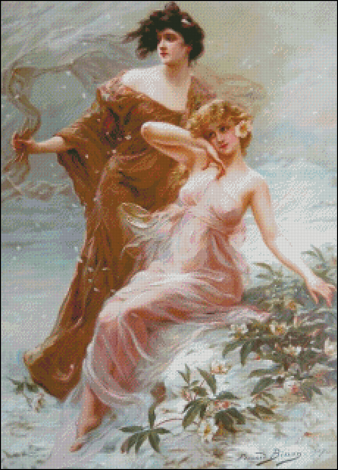 Chart Needlework Embroidery DIY Counted Cross Stitch Pattern-Two Maidens