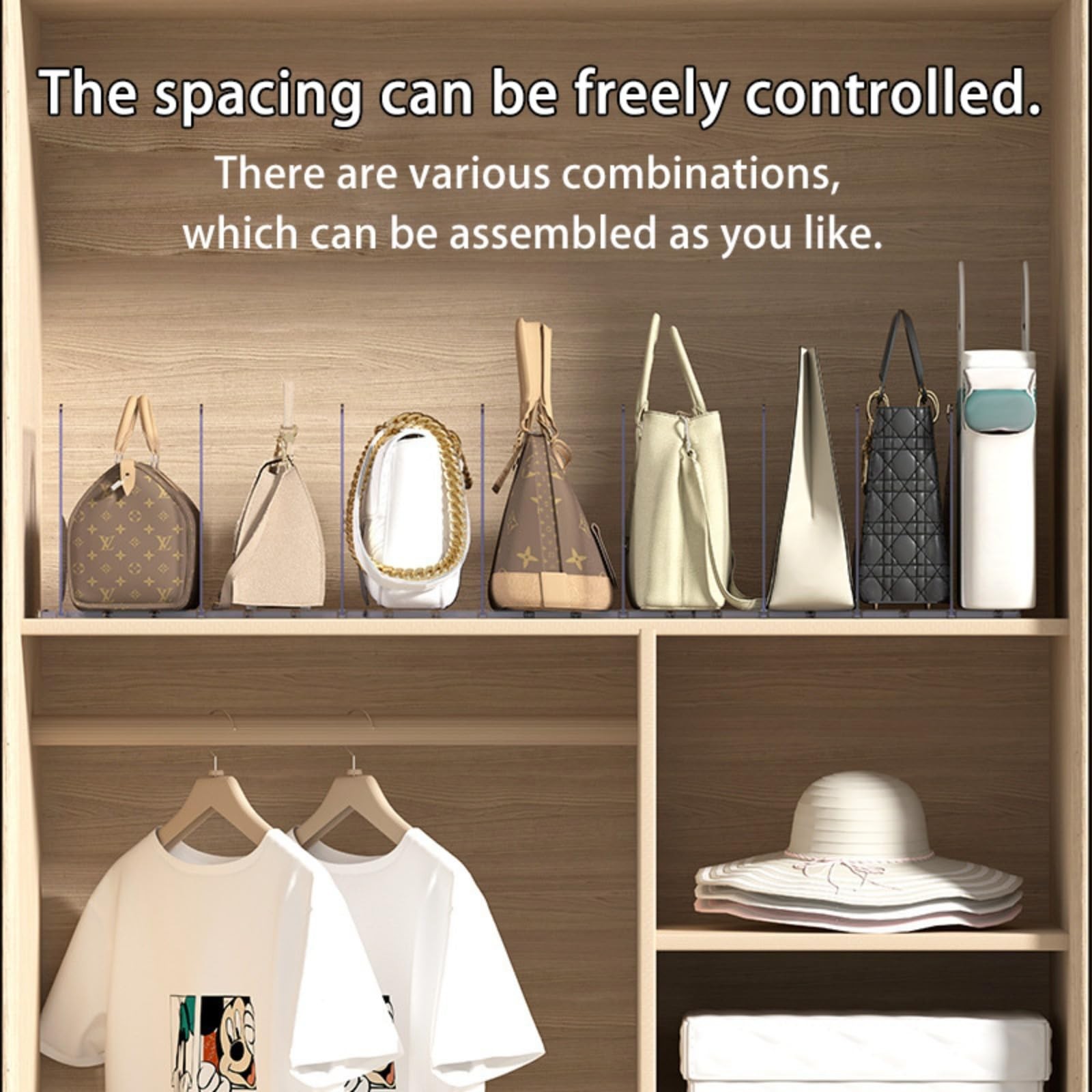 Acrylic Clothes Shelf Dividers Plastic Closet Shelve Divider for Purses Separ...
