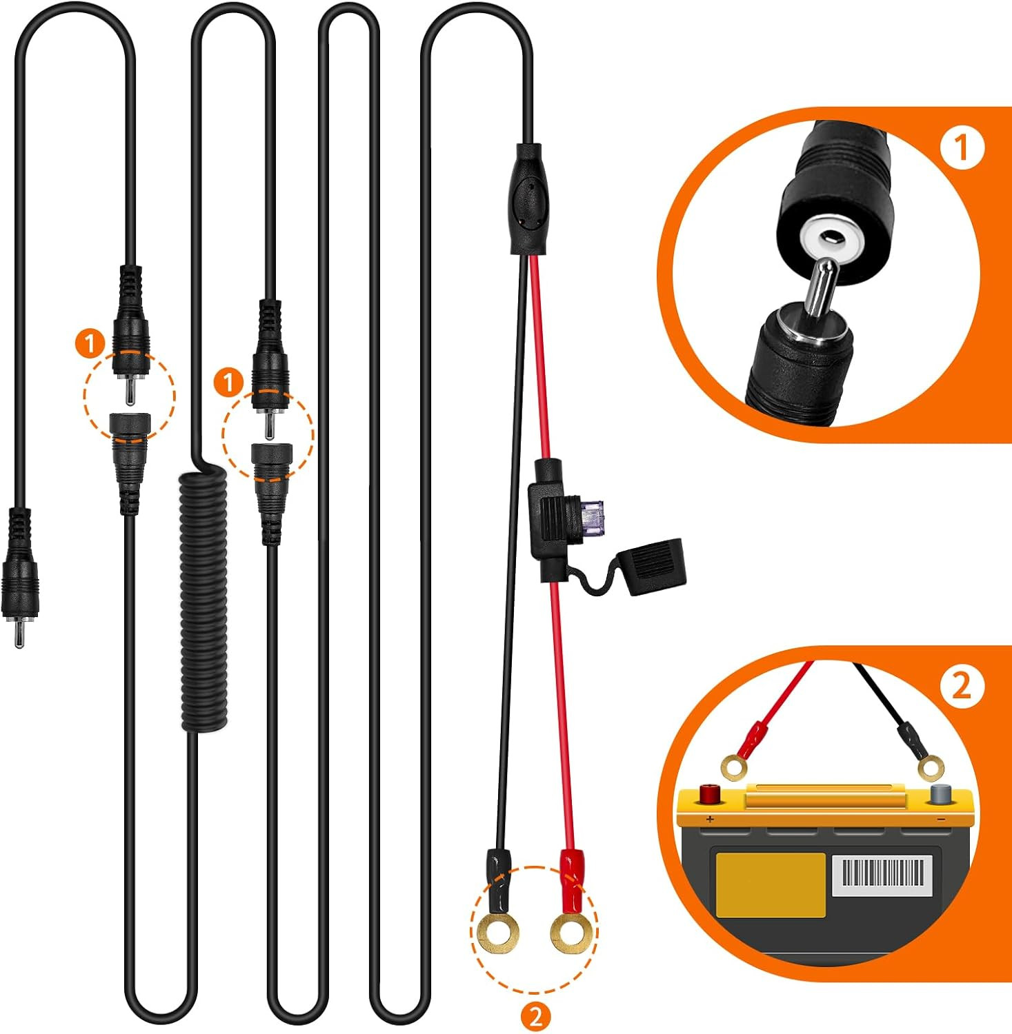 Heated Shield Cord for Snowmobile Helmets - RCA Plug Kit for Electric Shields