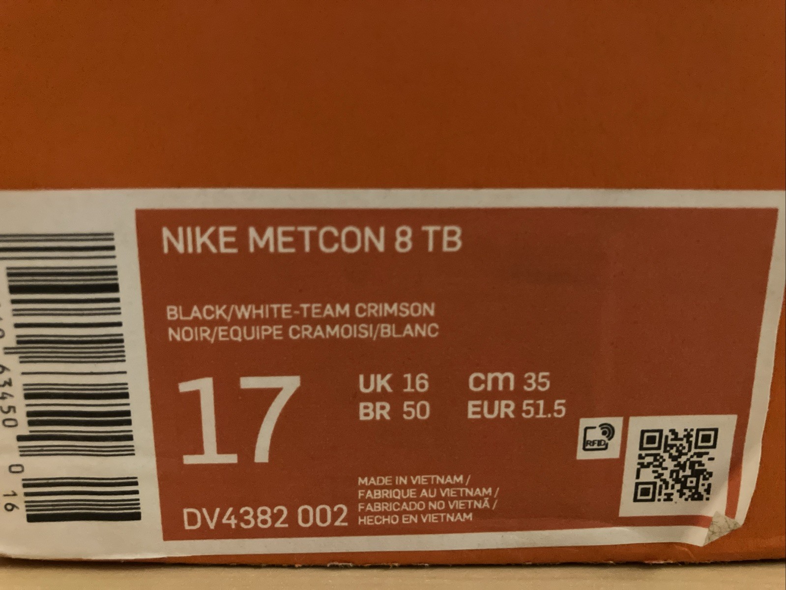 Nike Metcon 8 TB Men’s Size 17 Black/White-Team Crimson