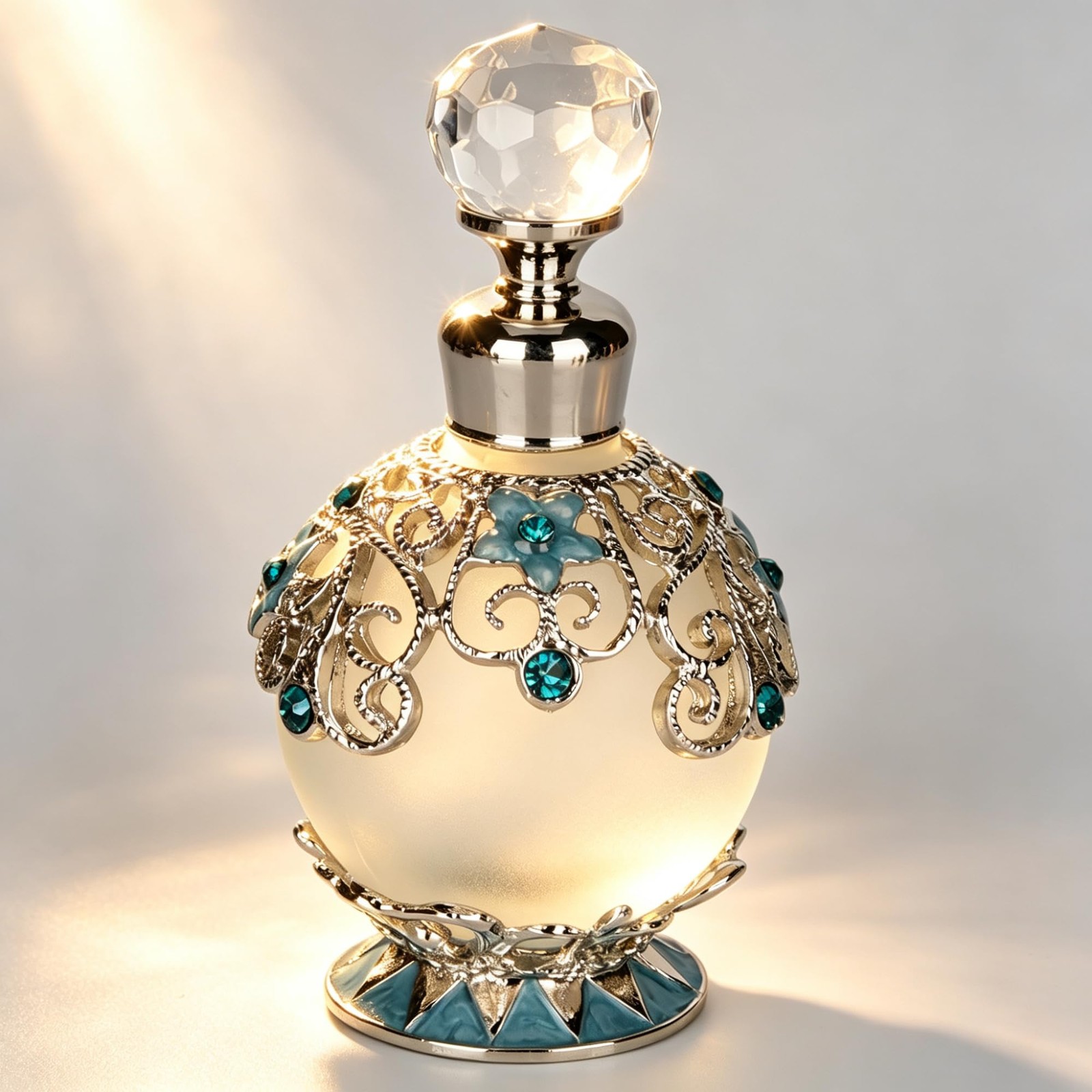 25ml Refillable Decorative Glass Perfume Bottle with Blue Forget-me-not Flowe...