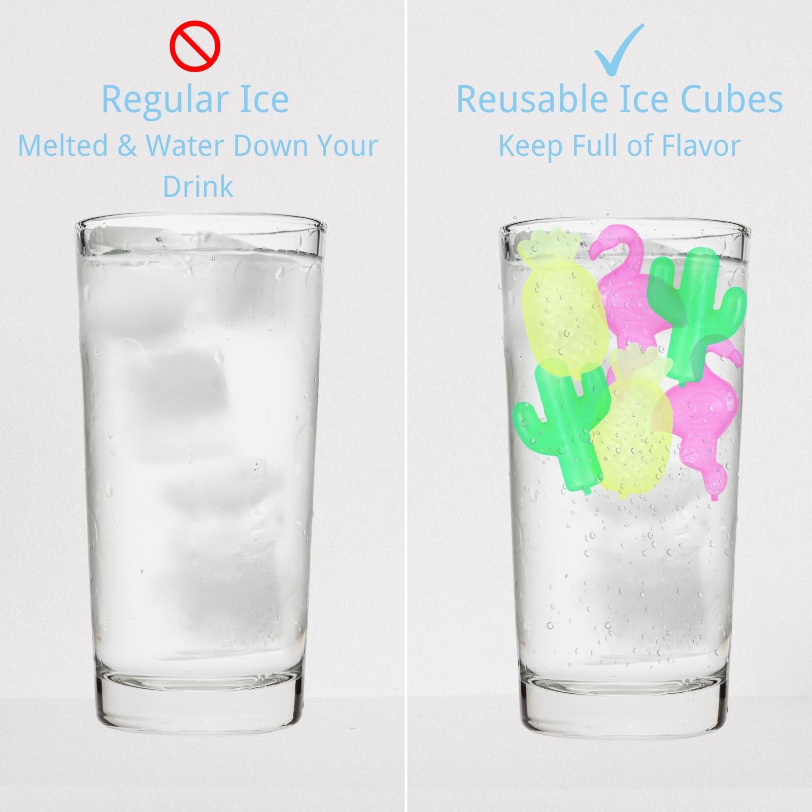 Reusable Ice Cubes with Lid and Bin, 60 Pack Plastic Cubes for Drinks, BPA Fr...