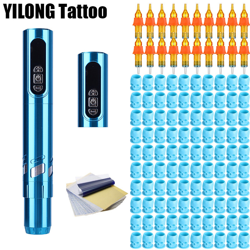 Tattoo Kit Slim Strong Motor Tattoo Machine Wireless Make Up Pen with 2 Power