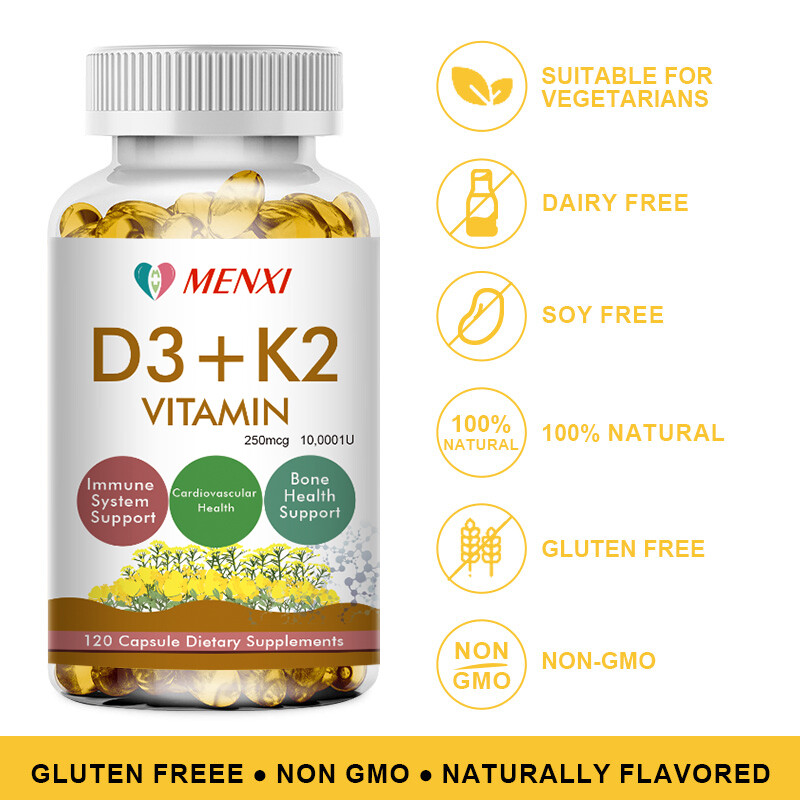 Vitamin D3 & K2 10,000IU MK7 Softgels For Bone Blood Heart Health Immune Support
