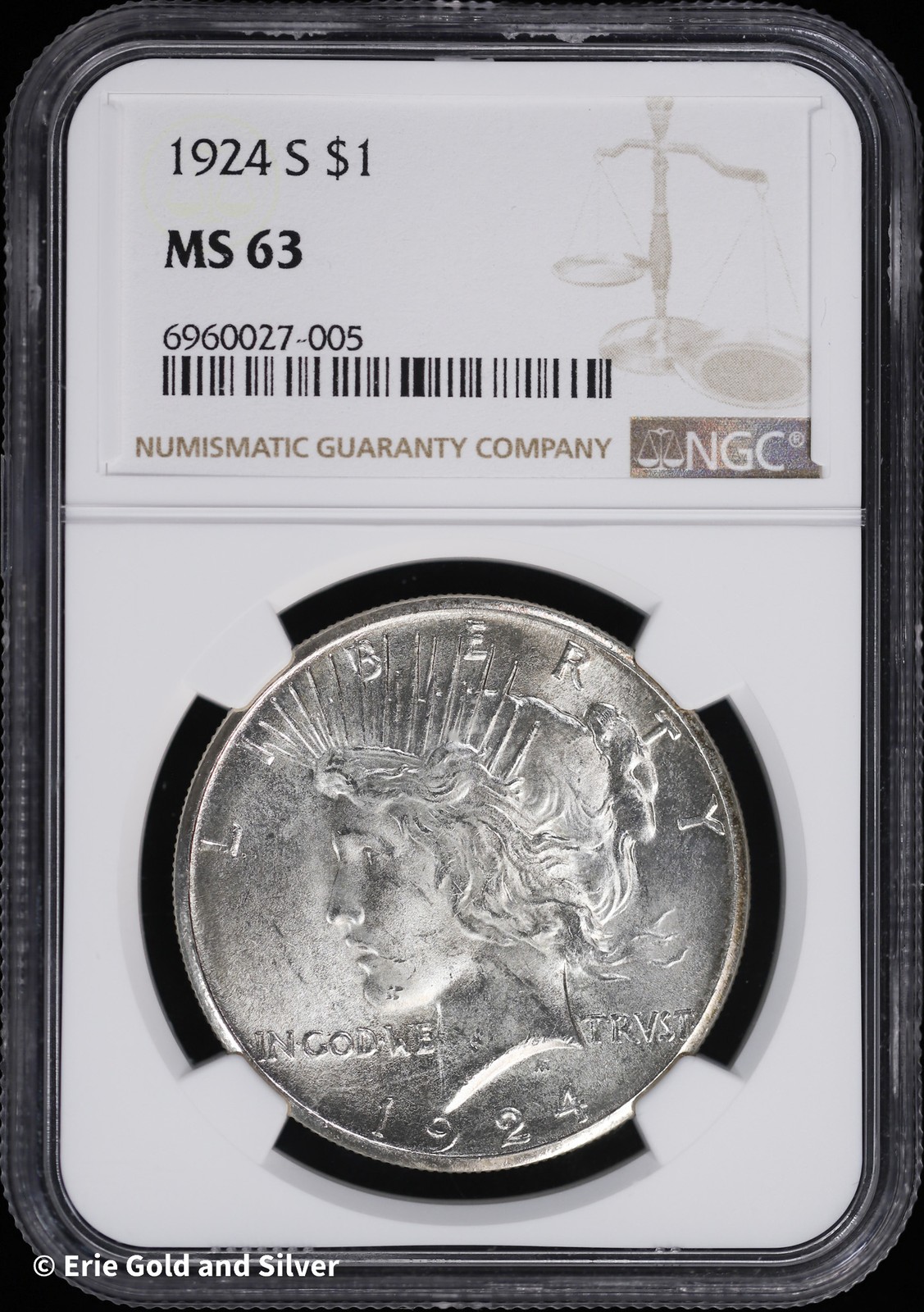 1924-S Peace Silver Dollar NGC MS 63 | Uncirculated UNC