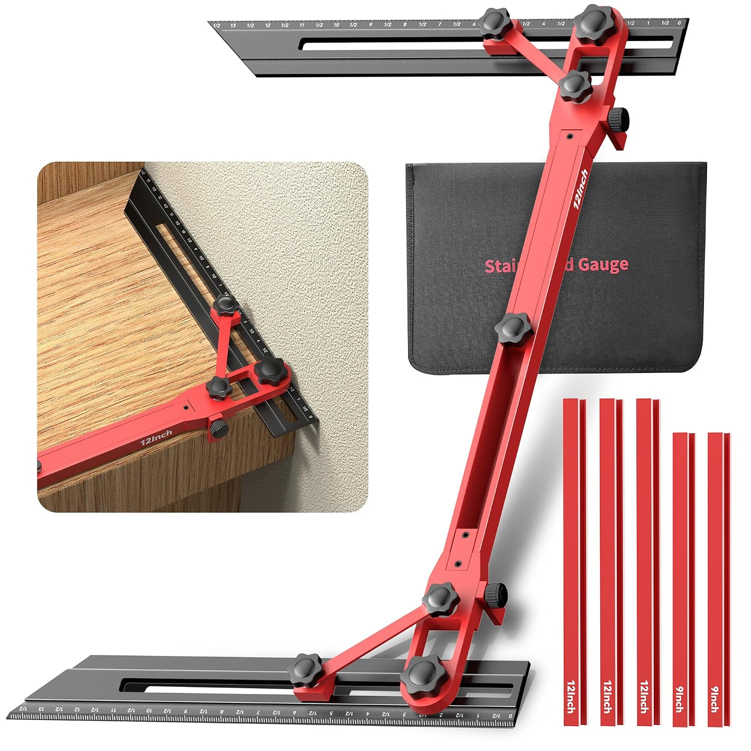 72in Adjustable Stair Tread Jig Aluminum Template Tool Precision Locking Design