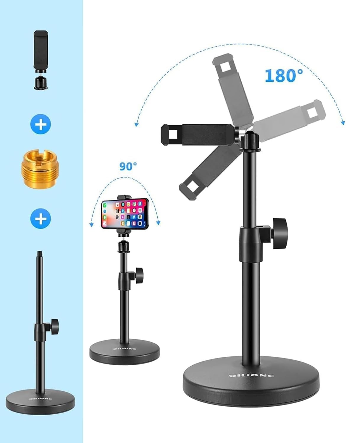 Versatile 3-in-1 Microphone Stand and Cell Phone Holder - Easy Height Adjustment