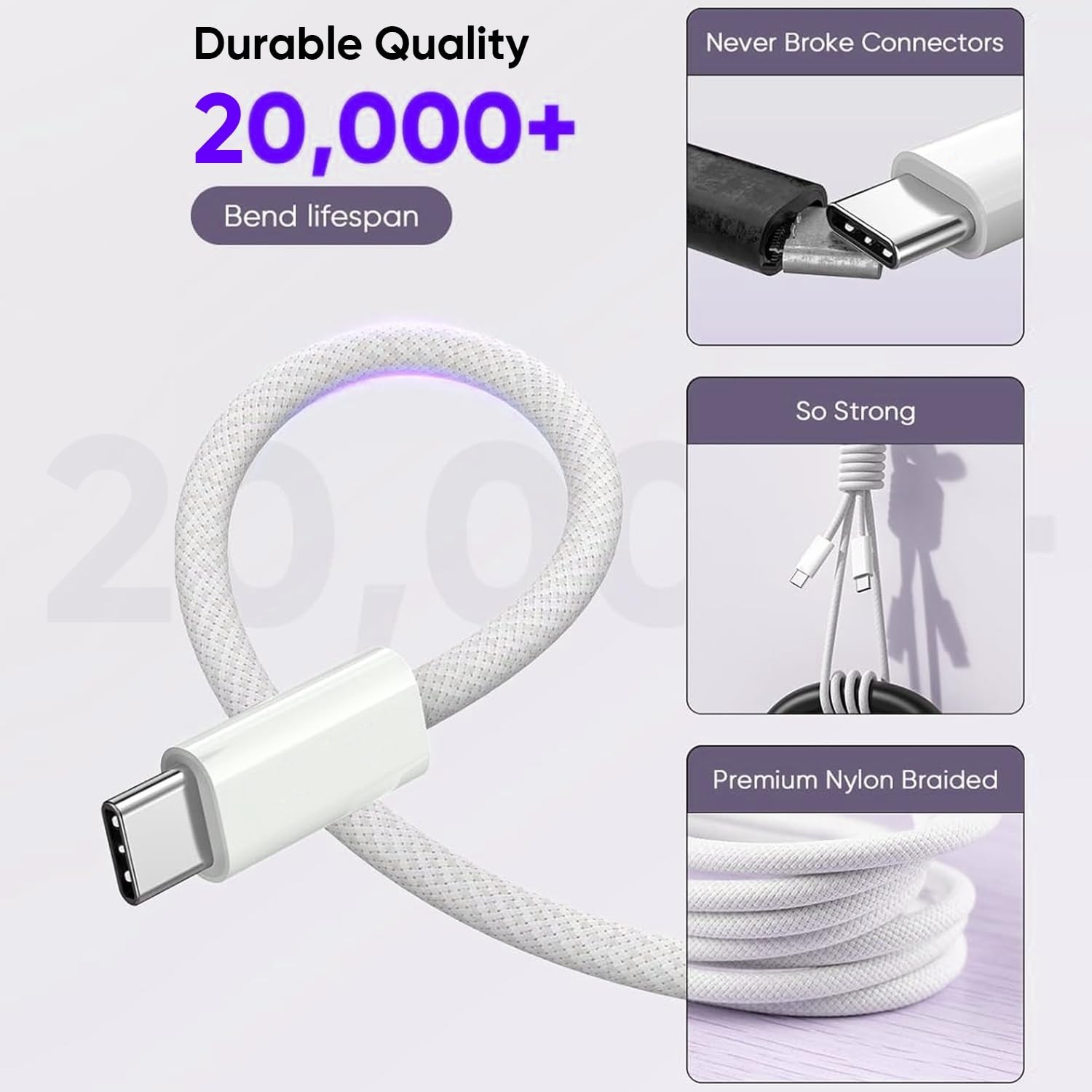 3FT USB-C to USB-C Cable Type C Charging Cable For iPhone 15 Plus 15 Pro Max