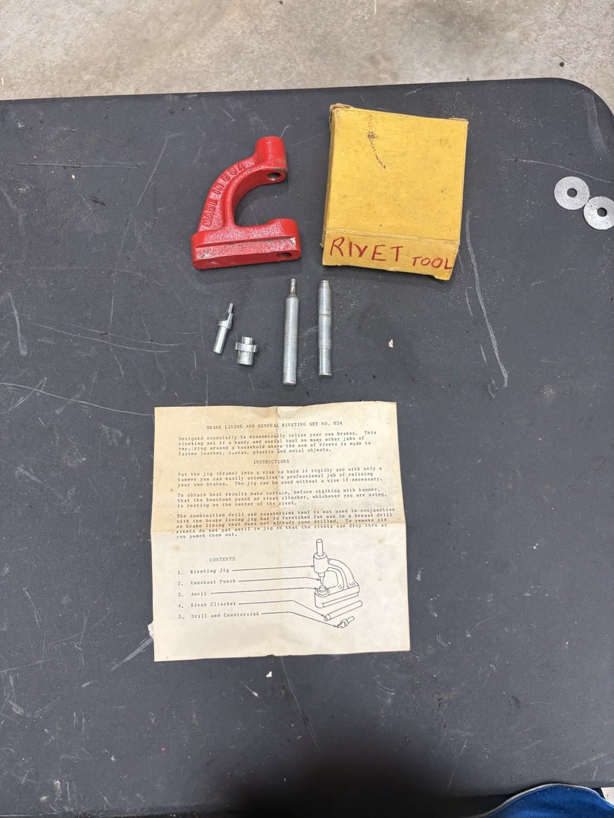 Vintage Indestro No824 Brake Lining General Riveting Set Rivet Tool USA Complete