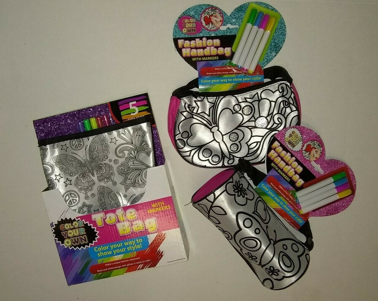 Color Your Own Fashion Bags - Butterfiles - Set of 3