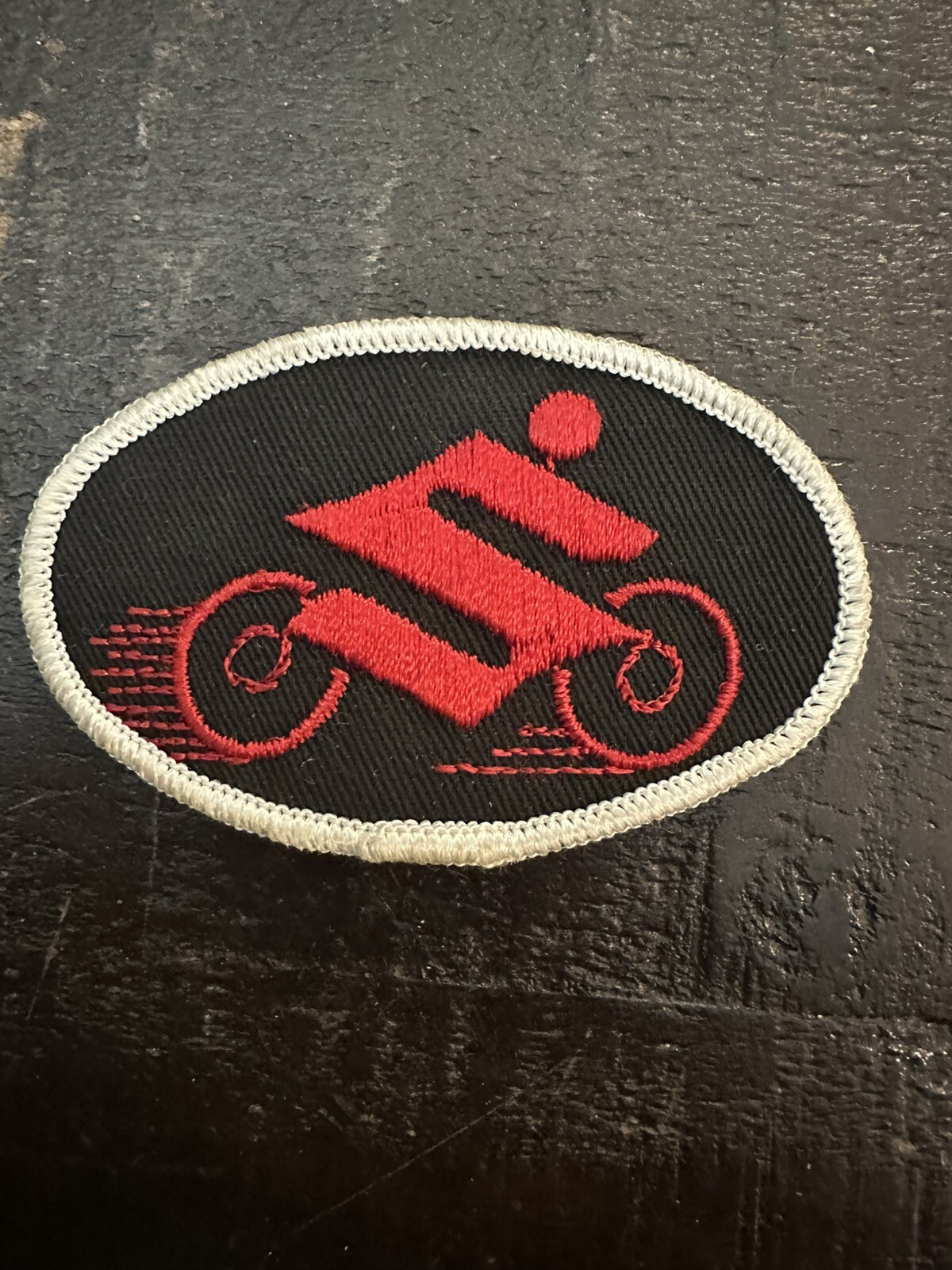 Vintage Red “S” As Biker SUZUKI Motorcycle Dirt Bike Black Patch 3.5”