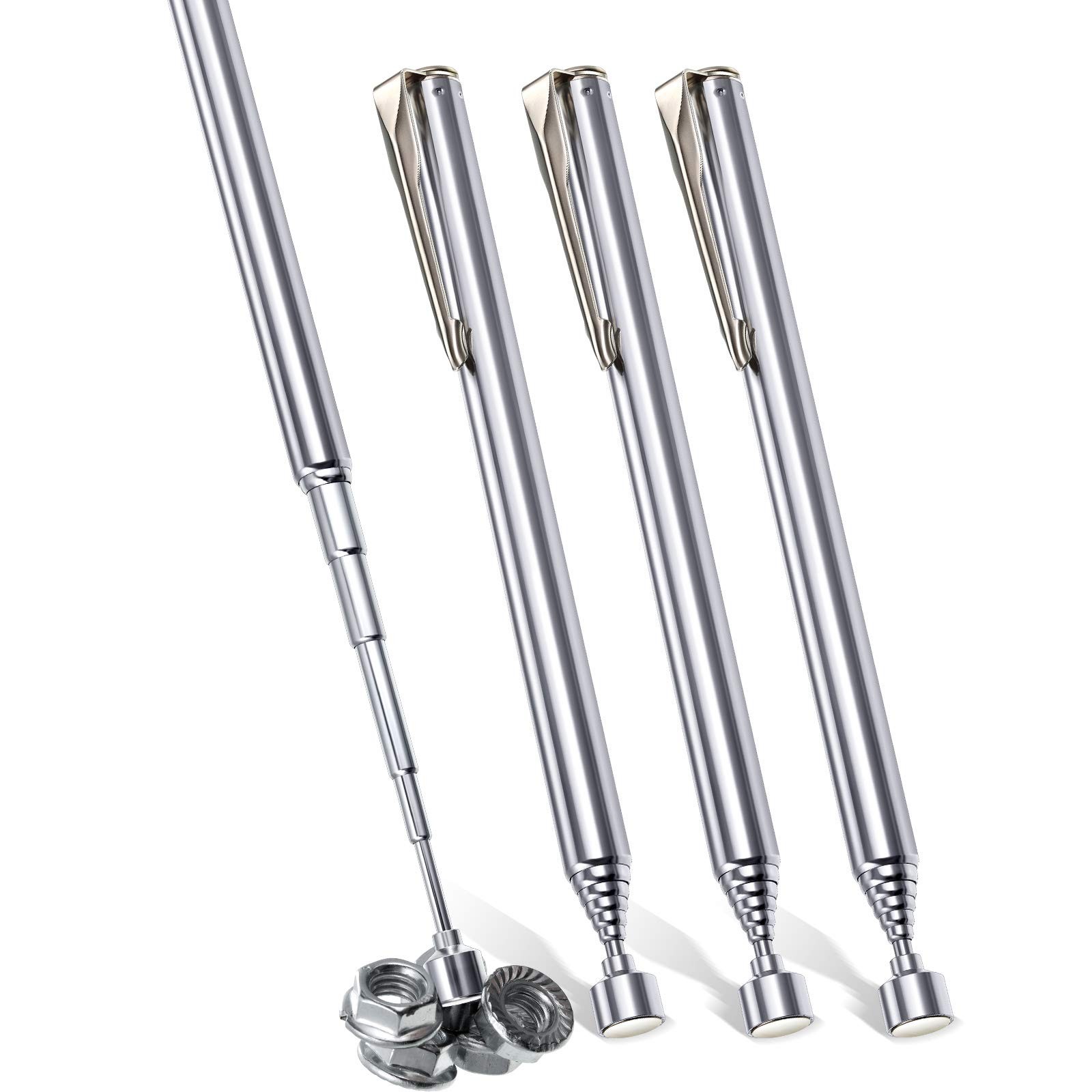 Patelai 4 Pieces Telescoping Magnetic Pick up Tool Grabbers Reacher Silver