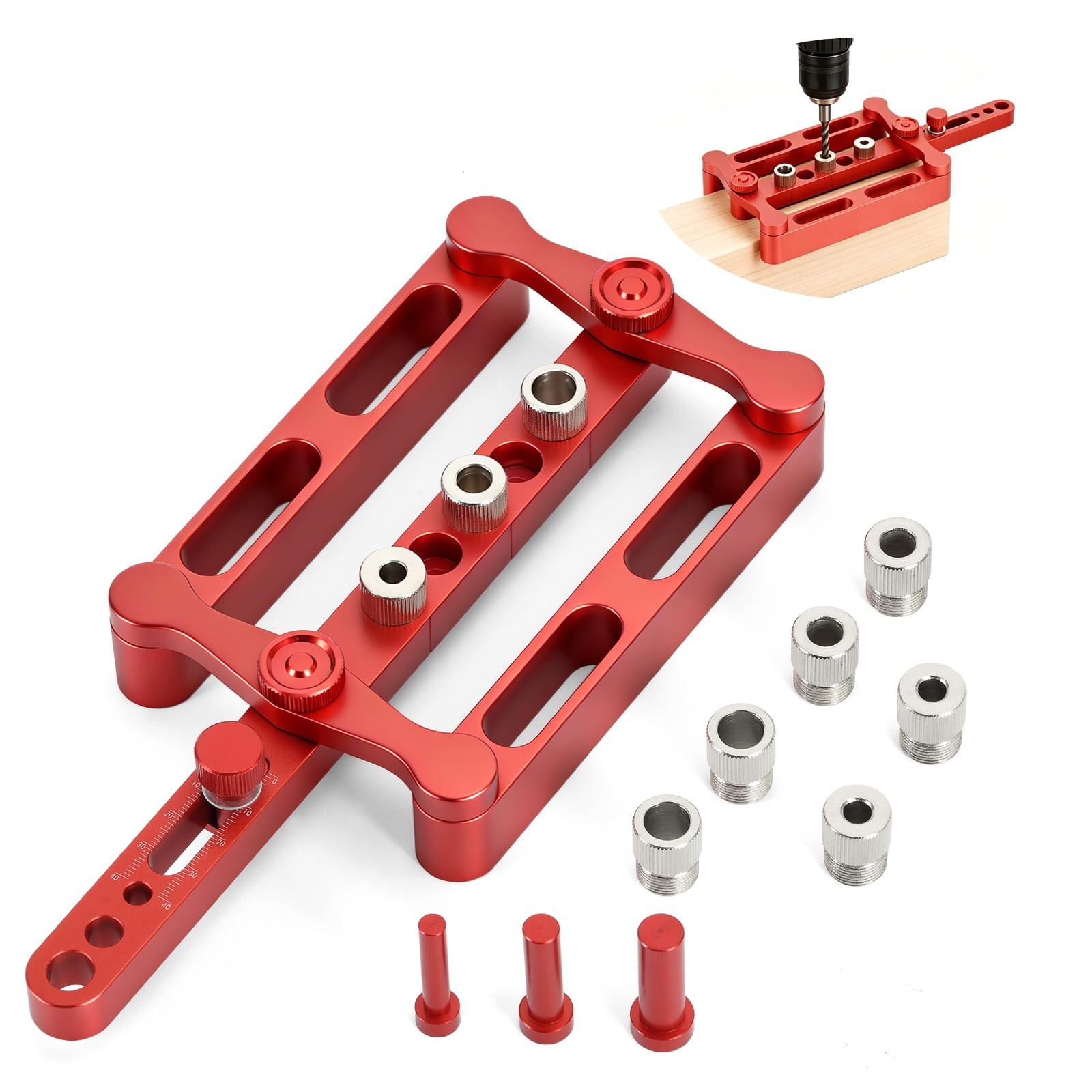 Self Centering Doweling Jig Kit Woodworking 6/8/10mm Hole Locator Adjustable