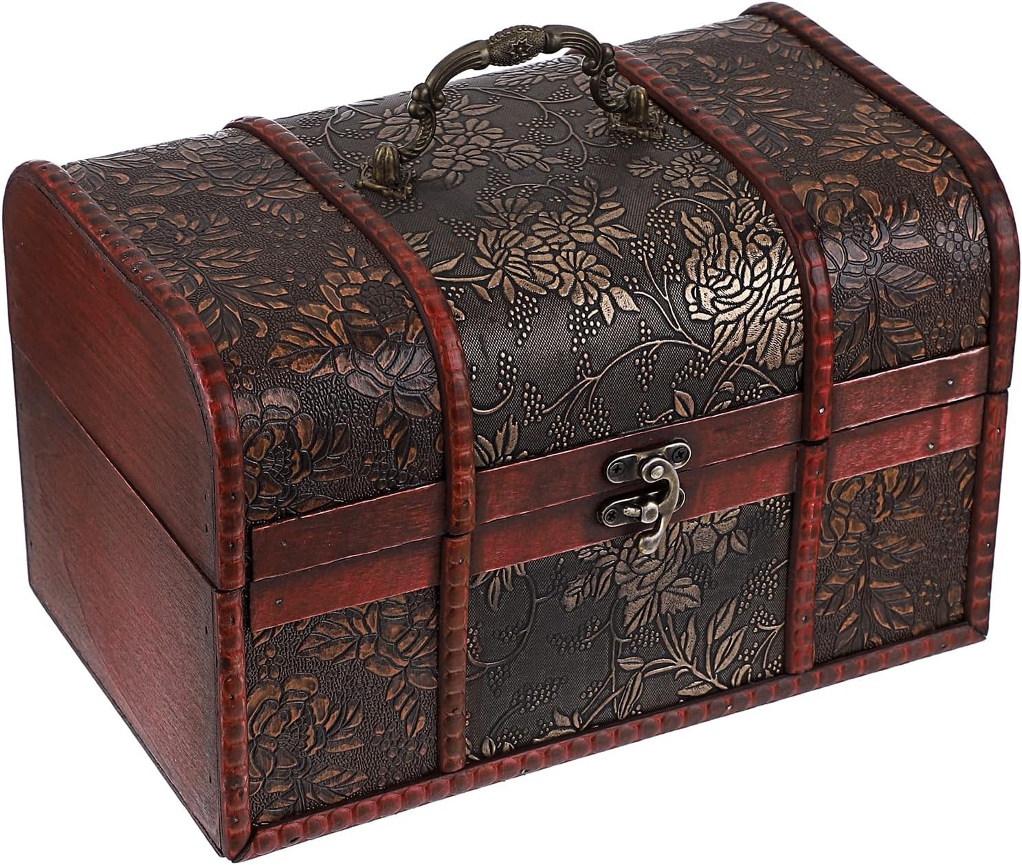 Vintage Treasure Chest Box Wooden Pirate Keepsakes Box Large | Treasure Storage