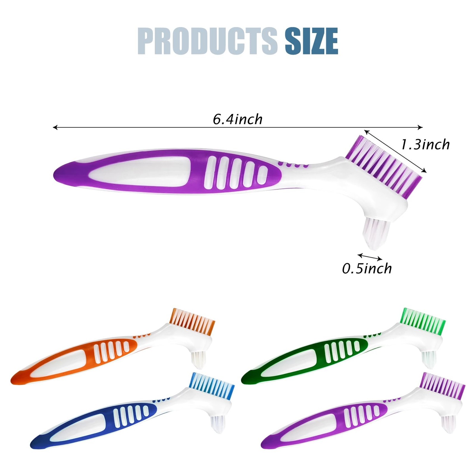 Random Color Premium Dual-Sided Denture Cleaning Brush with Multi-Layered Sof...