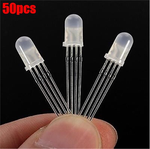 Bright Bulb Common 4-Pins Anode Led Rgb F5 Super 5Mm 50Pcs Lamp Clear fu