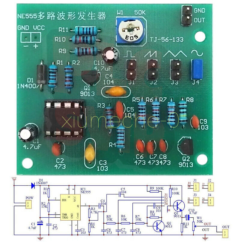 1PCS Multi-Channel NE555 Waveform Generator Module Sine Triangle Square Wave