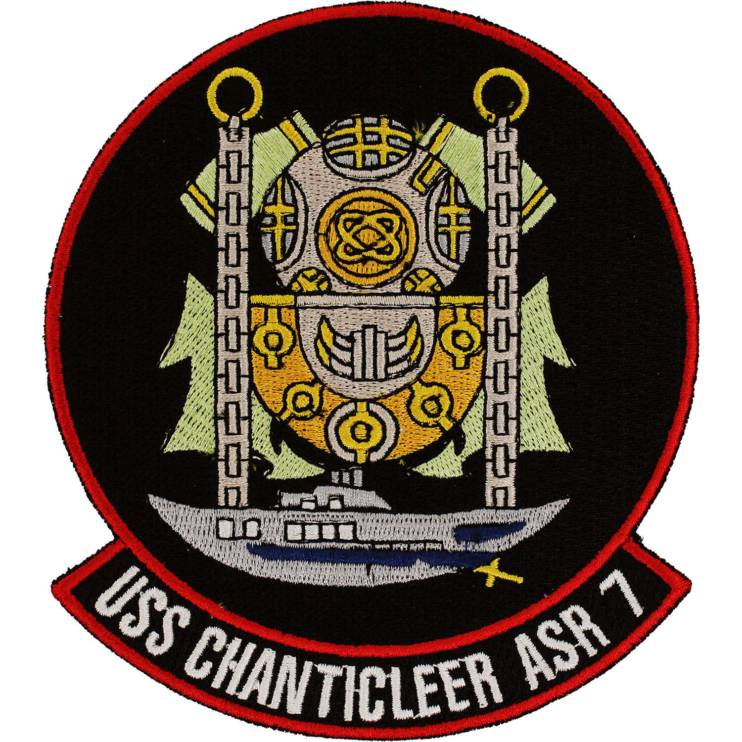 Navy USS Chanticleer ASR-7 Ship Patch ( 4 1/4" Wide x 5" High ) P5250