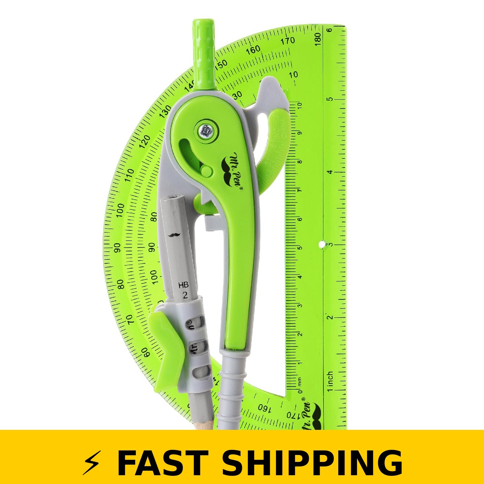Mr. Pen Compass and Protractor Set - 6 Inch, Clear Plastic