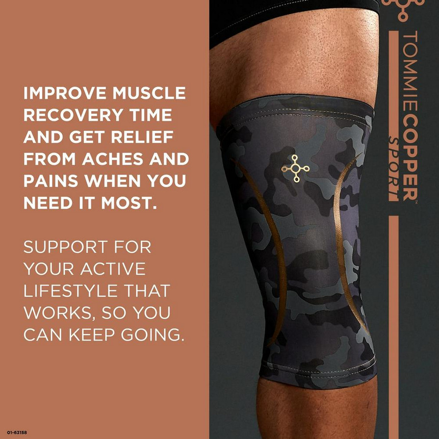 Tommie Copper Sport Knee Brace Black Compression 1 Sleeve Joint Pain Relief L/XL