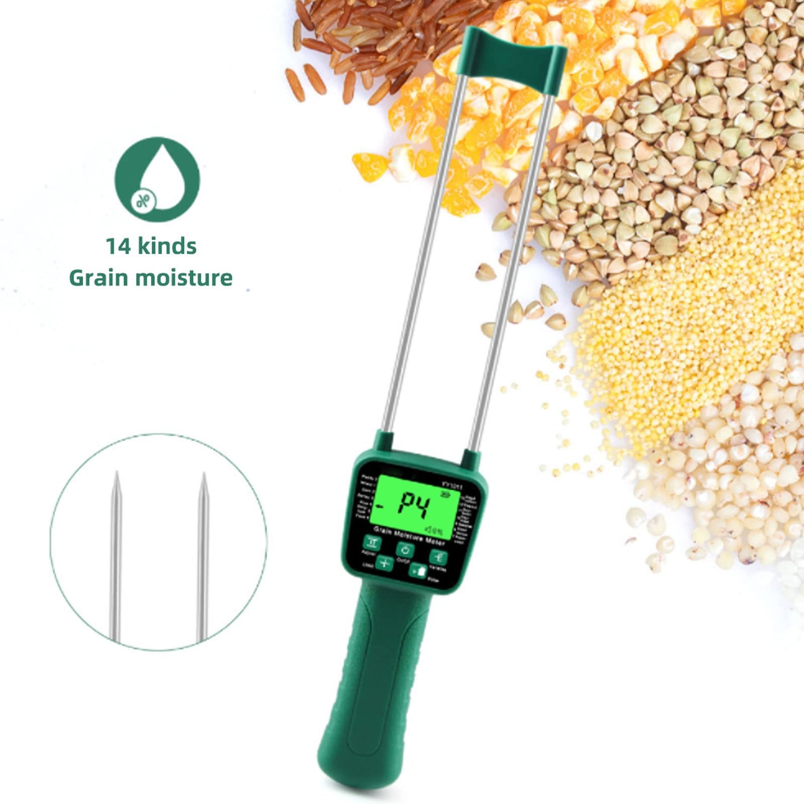 Hay Moisture Tester Meter, Portable Digital Probe Tester with LCD, Grain mois...