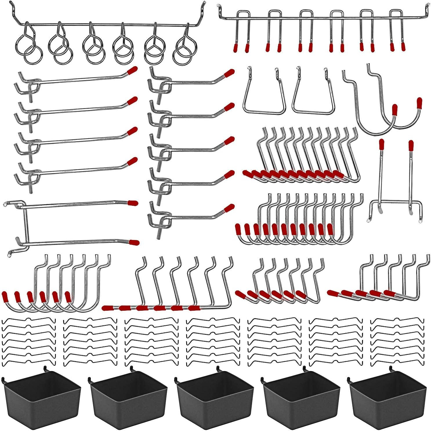 114 Pcs Pegboard Hooks Set with Bins and Locks for Tool Organization